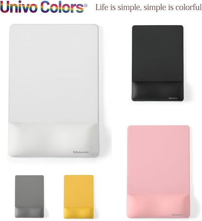 univo colors Design-Wave Wrist Rest Mouce Pad,PE Mouse Sliding Panel+Artificial Sheepskin+Memory Foam+Ergonomic+Anti-Slip Gel,Resilience Support During Work and Gaming,Mouce Accessory,White