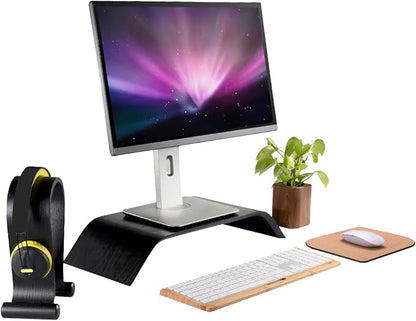 SAMDI Wooden Computer Monitor Stand, Desktop Accessories, Laptop Stand, Notebook Stand, for MacBook Stand (Oak Wood Black)
