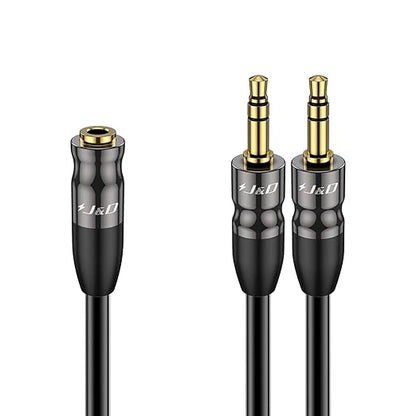 J&D 3.5 mm to 2X 3.5 mm Cable, Gold Plated Joint Copper Shell Heavy Duty 3.5mm 1/8 inch TRS Female to Dual 3.5 mm 1/8 inch TRS Male Y-Splitter Stereo Audio Adapter Cable, 3.3 Feet