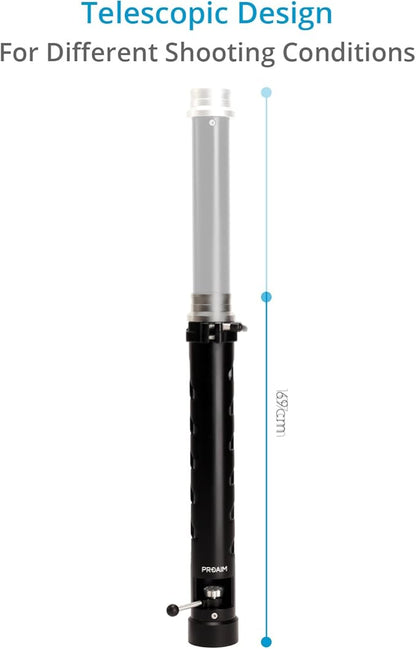 PROAIM Telescopic 27"- 42" Bazooka with Euro/Elemac Mount & Quick Lock Lever. for Camera Dolly/Slider/Jib/Crane Setup. Payload up to 200kg / 441lb. (BZ-286-00)