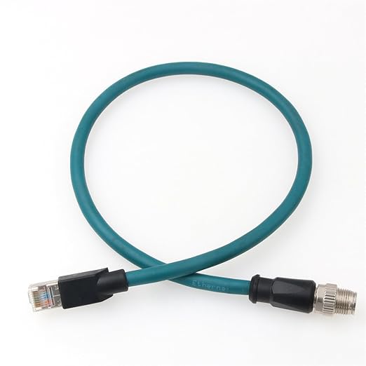 HangTon M12 Ethernet 8 Pin X Coded RJ45 CAT7e GigE Cable for Basler Cognex Vision Camera Sensor High Speed Network Switch Router PLC 30cm