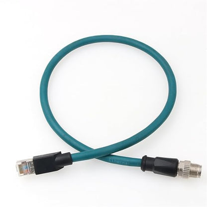 HangTon M12 Ethernet 8 Pin X Coded RJ45 CAT7e GigE Cable for Basler Cognex Vision Camera Sensor High Speed Network Switch Router PLC 30cm