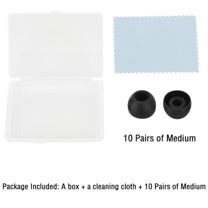 WKYMY Silicone Medium Replacement Ear Tips - Eartips for In-Ear Headphones - Rubber Tips Earbud Covers - 10 Pairs (Black)