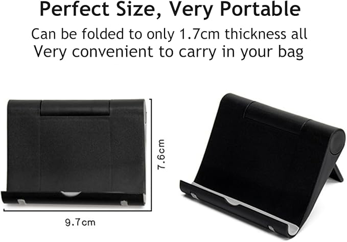 Adjustable Foldable Cell Phone Stand for Desk, Compatible with Most Smartphones and Tablets, Anti-Slip Rubber Base for Stability