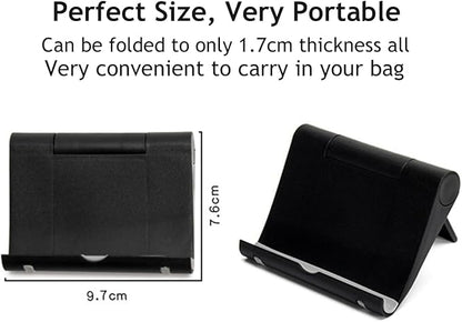 Cell Phone Stand for Desk 2 Pack Mobile Phone Holders Desktop Tablet Stand, Foldable Phone Dock Universal Adjustable Tablet Stand for Desk Compatible with Cell Phone Support (Black+Pink)