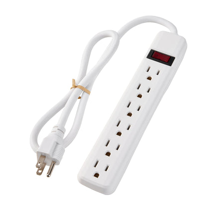 PowerEnvy 6-Outlet Surge Protector – 250 Joules, 2ft Cord, 15A/125V, 1875W Max – Right Angle Plug, Black – Home, Office, & Electronics Protection
