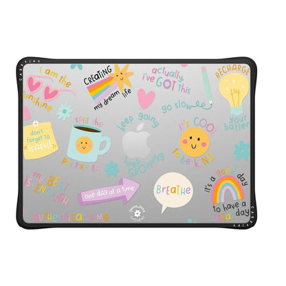 CASETiFY Impact MacBook Air 13.6" (M2-M5) Case [Cushioned Impact Corners/Scratch-Resistant/Anti-Slip Grip] - Keep Growing - Clear Black