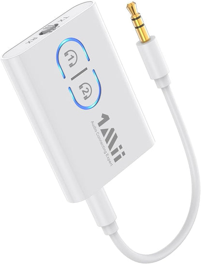 1Mii Bluetooth Transmitter Receiver for TV/Airplane to Headphones, Bluetooth 5.3 AUX/RCA Audio Adapter with AptX Adaptive/Low Latency/HD Audio, Dual Link, Wireless Receiver for Home Stereo, Boat, Gym