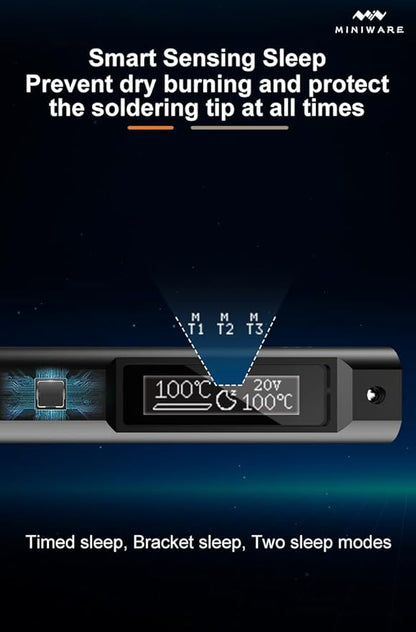 TOOLSAGE Soldering Iron Kit TS21,Front Lighting,3 Seconds Melts Solder,Fast Heating,DC9-24V Max 100W Soldering-Iron Gun with Adjustable Temp 100-450℃,Compatible with 210 type Iron Tips
