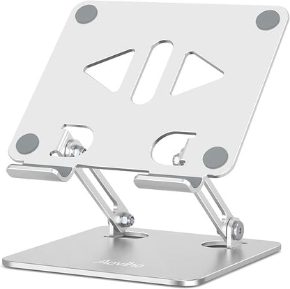Tablet Stand Holder for Desk, Adjustable Desktop Tablet Holder, Foldable Aluminum Tablet Mount for iPad pro 11, iPad Air Mini, Samsung Galaxy Tabs Z Fold Kindle Fire 4-12 inch, Silver