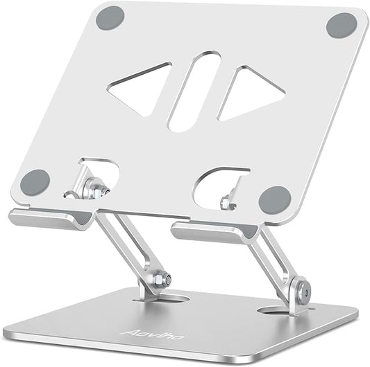 Aoviho Tablet Stand Holder for Desk, Adjustable Desktop Tablet Holder, Foldable Aluminum Tablet Mount for iPad pro 11, iPad Air Mini, Samsung Galaxy Tabs Z Fold Kindle Fire 4-12 inch, Silver