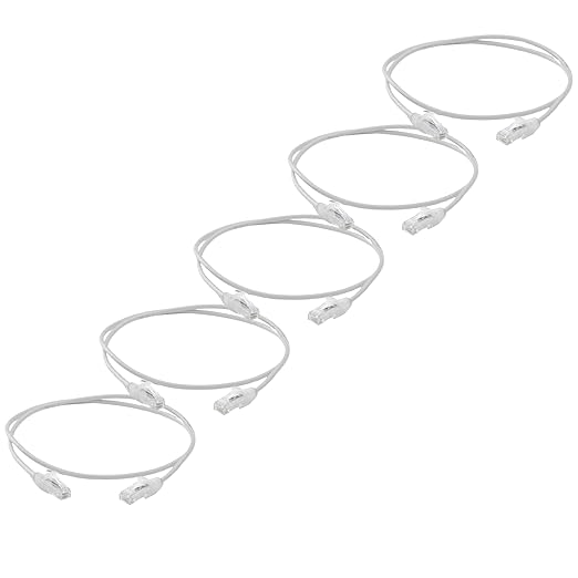 TRUECABLE Cat6 Component Rated Patch Cable, Unshielded (U/UTP), 2ft, White, 28AWG Stranded Pure Copper, Snagless 10G High-Speed Ethernet Cable, PoE++ 4PPoE 100W, UL Listed, RoHS-3, 5 Pack