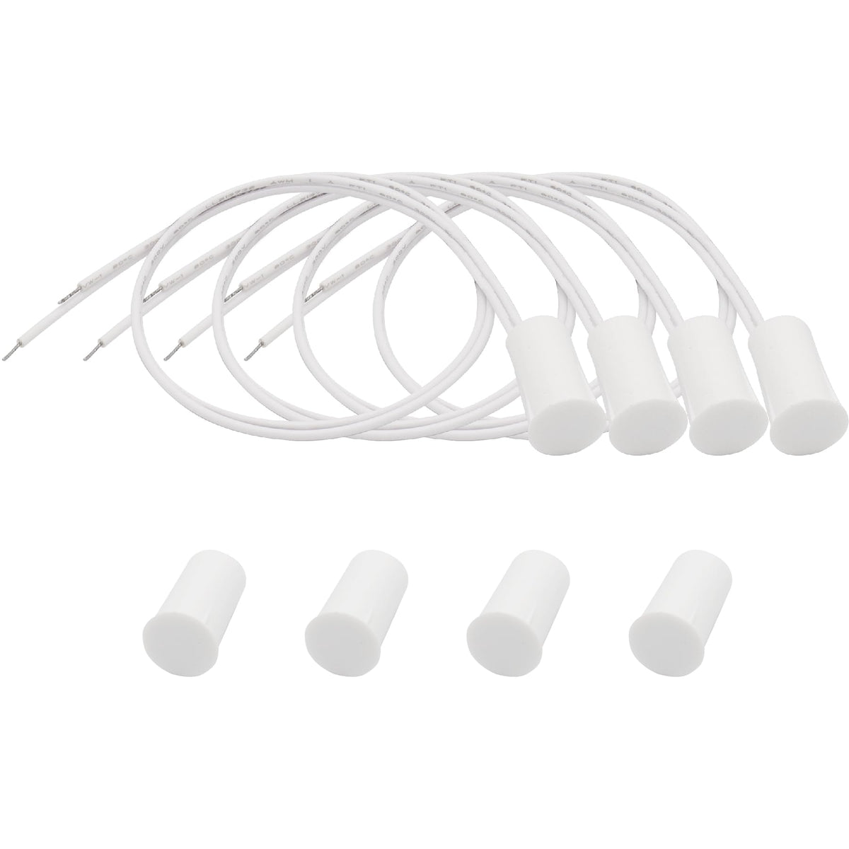 FOCMKEAS 4PCS Recessed Wired Door Contact Sensor, NC, ABS White, RC-33