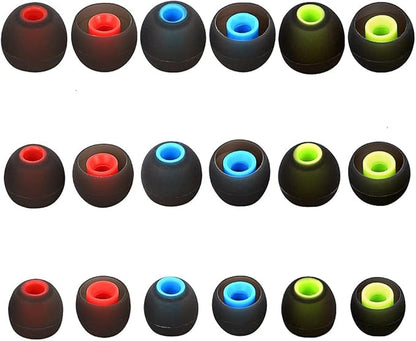 Earbud Tips Ear Bud Tips Soft Anti Slip Washable and Reusable Silicone Replacement Earbud Tips Fit Most in-Ear Earbuds(Inner Hole 3.8mm -5.1mm) 18pcs S M L