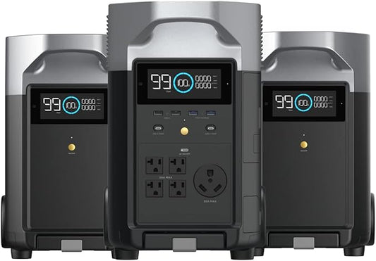 EF ECOFLOW 10.8kWh Portable Power Station: DELTA Pro with 2 Extra Battery, 120V Lifepo4 Battery Backup with Expandable Capacity, Solar Generator for Home Use, Power Outage, Camping, RV, Emergencies