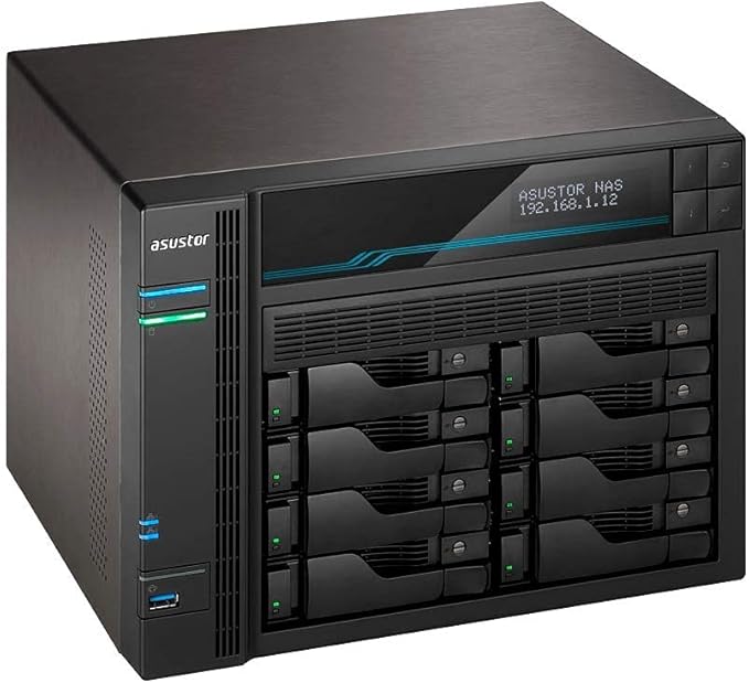 Asustor Lockerstor 8 AS6508T 8 Bay NAS - Network Storage Enclosure, Quad Core 2.1GHz CPU, 8GB RAM DDR4, M.2 NVMe SSD
