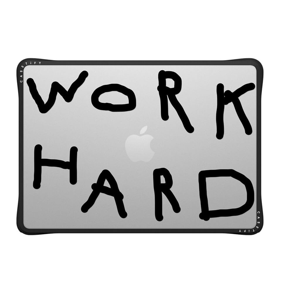 CASETiFY Impact MacBook Air 13.6" (M2-M5) Case [Cushioned Impact Corners/Scratch-Resistant/Anti-Slip Grip] - Work Hard Black - Clear Black