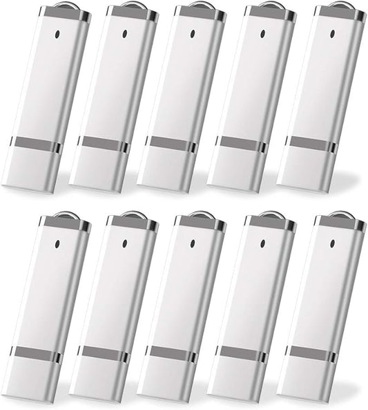 KEXIN 16 GB Flash Drive 10 Pack 16GB Thumb Drive Multipack Silver Jump Drives