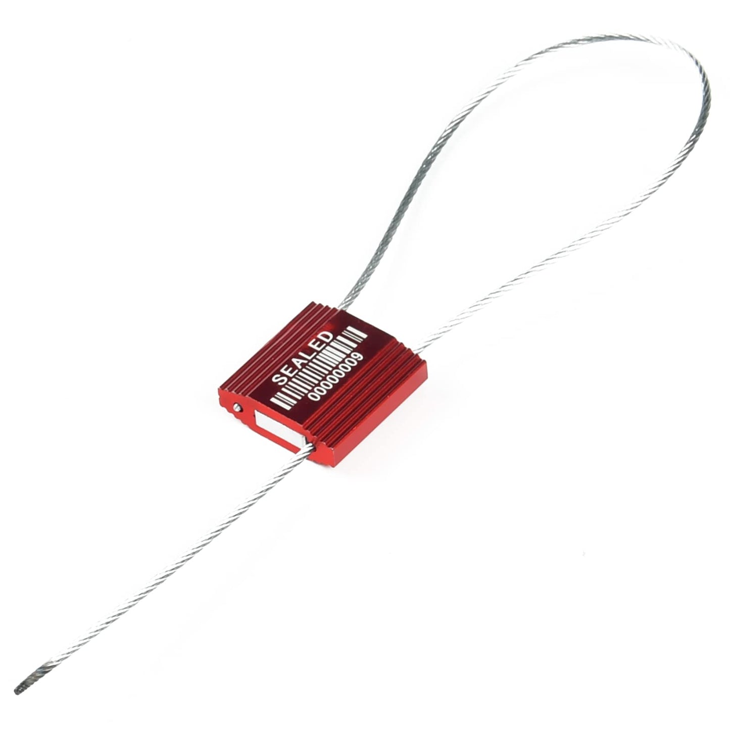 LeadSeals 100 Red Steel Cable Seals With Barcode - High Security Numbered Truck Anti-Tamper Pull Tite Tags - Metal Container Shipping Self-Locking Safety Ties ISO 17712