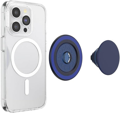 PopSockets Phone Grip for MagSafe with Kickstand, Magnetic Stand, Swappable Top, Secure Hold for iPhone MagSafe Cases, Phone & Tablet Grip - PopOut Basic Naval