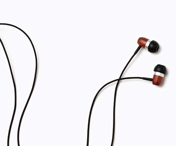 Symphonized Premium Wooden Earphones Wired (3.5mm Jack) Deep Bass Sound, 3D Sound, Microphone Volume Control, 90% Noise Cancelling for Type C Devices. Earphones for Android