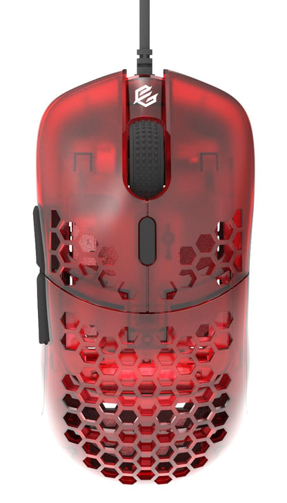 G-Wolves Hati HTM 56g Honeycomb Mouse, PixArt 3389 16000DPI, 6 Programmable Buttons, Low Latency, for Esports (Ruby)