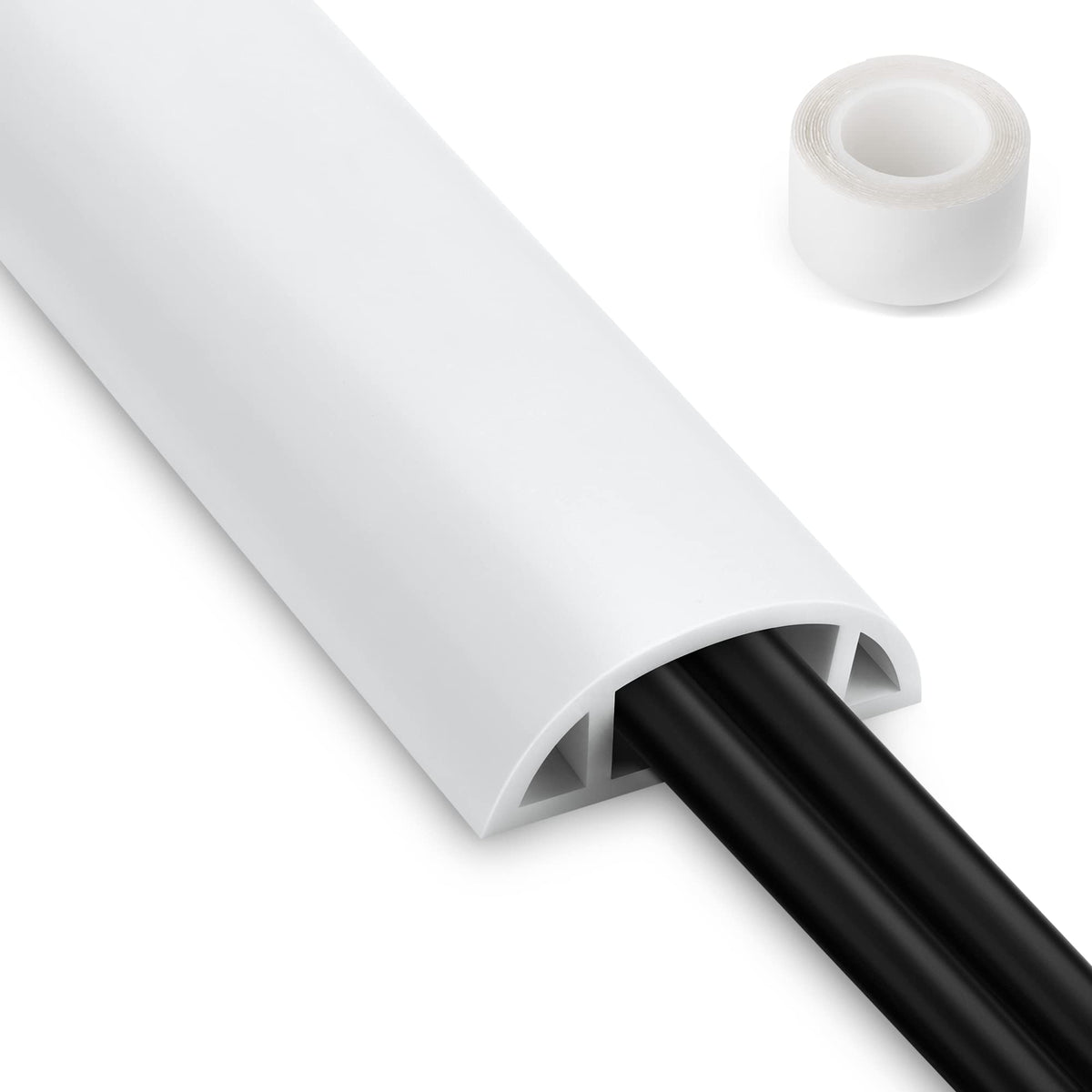 LZEOY 4ft Cord Cover for Wires on Floor, Grey Extension Cable Management, Hide Electrical Hider Protector, Cable Cavity: 0.78" W x 0.32" H