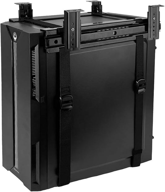 FEYRUN Under Desk Slide Out PC Mount with Anti-Scratch Sponge, Adjustable CPU Holder Bracket for Computer Tower (Black (Slide Access))
