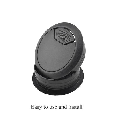 HAHIYO 2Pcs 2Inch/50mm Black ABS Plastic Sector-shaped Desk Grommet Wire Grommet Cable Management Cord Hole Cover Desk Wire Hole Insert Wire Organizer for Computer Office Home School Equipment Systems