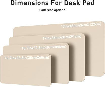 Aothia Leather Desk Pad Protector, Office Desk Mat, Large Mouse Pad, Non-Slip PU Leather Desk Blotter, Laptop Desk Pad, Waterproof Desk Writing Pad for Office and Home (48"x17", Beige)
