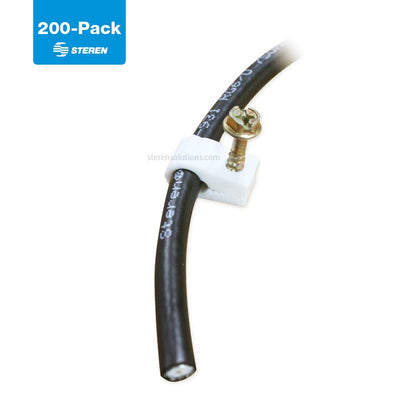 STEREN Coaxial Cable Clips - Cable Holder - Wire Clips - Siding Clips for Hanging - Cord Holder for Desk - Cable Clamps (White, 200 Count - Single Screw)