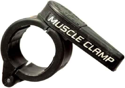 1″ Muscle Clamp Collars Pair – Quick Release Olympic Barbell Clamps with Anti-Slip TPR Grip, Secure Chrome for Weightlifting & Powerlifting – Durable Black Finish