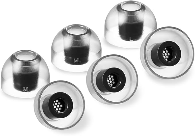 AZLA SednaEarfit Crystal Standard 2 - Earbud Tips for Wireless Headphones - Noise Canceling Earbuds Replacement Tips Eartips Compatible with Sony WF-1000XM5, Beats, Sennheiser, Jabra (3 Pair, M-ML-L)