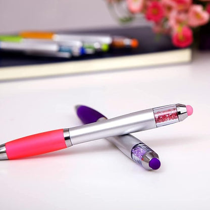 Stylus Pens 2-in-1 Ballpoint Pen 1.0mm Medium Point Pens with Crystals for Women Black Ink Pen with Stylus Ball Point Pen with Comfort Grip for The iPad, 10-Count