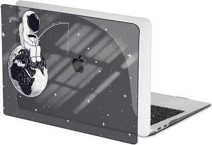 Compatible with MacBook Air 13 inch Case M1 A2337 A2179 A1932 Cover 2021 2020 2019 2018 Release with Retina Display & Touch ID, Crystal Black Pattern Plastic Hard Shell Case, Astronaut Earth