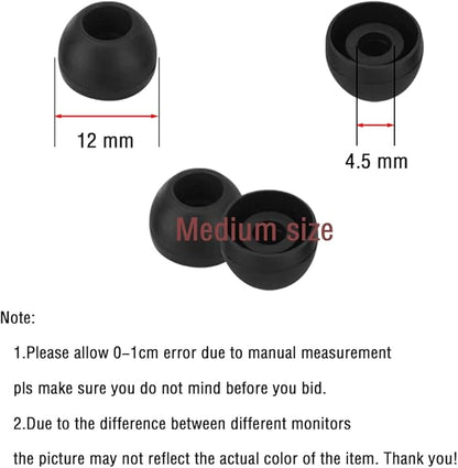 Silicone Medium Replacement Ear Tips - Eartips for In-Ear Headphones - Rubber Tips Earbud Covers - 10 Pairs (Black)