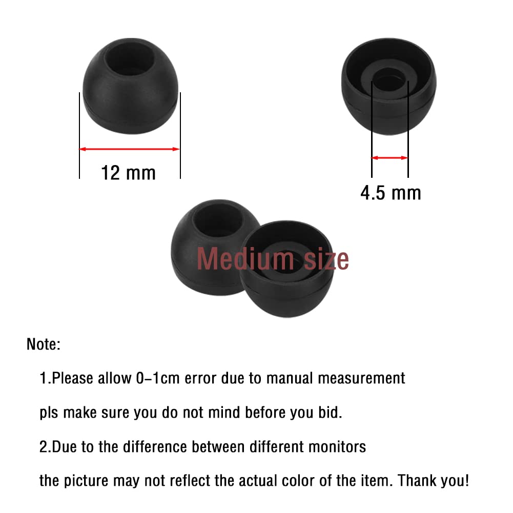 WKYMY Silicone Medium Replacement Ear Tips - Eartips for In-Ear Headphones - Rubber Tips Earbud Covers - 10 Pairs (Black)