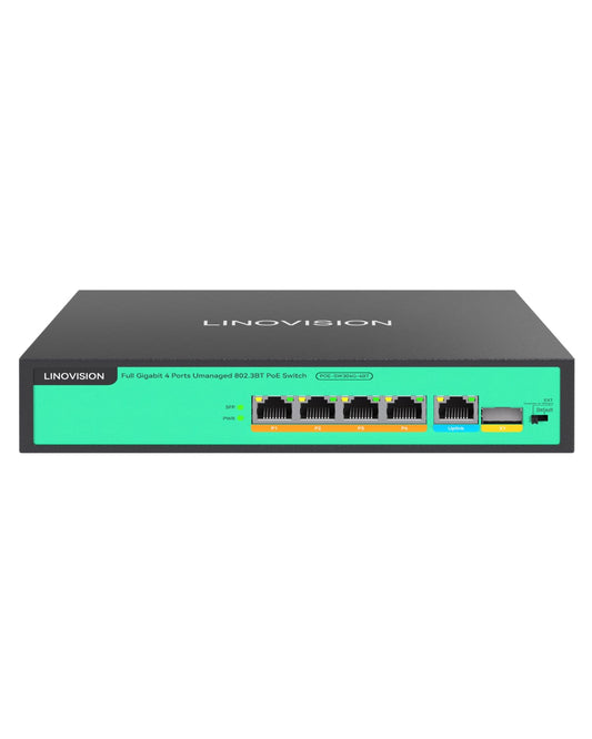 LINOVISION 4 Port Full Gigabit PoE++ Switch, 802.3bt 90W, Total 96W Power