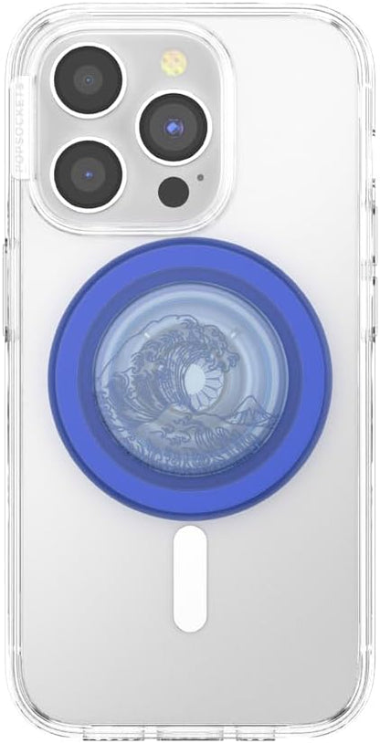 PopSockets Phone Grip for MagSafe with Kickstand, Magnetic Stand, Swappable Top, Secure Hold for iPhone MagSafe Cases, Phone & Tablet Grip - Translucent Ocean