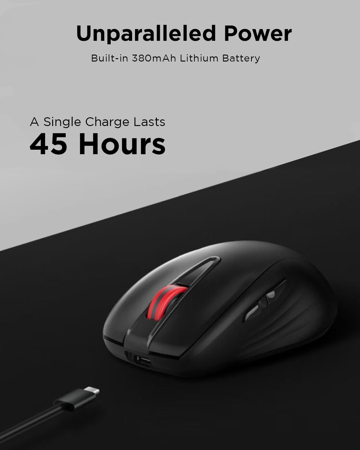 Lenovo USB-C Silent Mouse (WL500) - Silent Buttons, Ambidextrous Grip, Adjustable DPI, Plug-and-Play 2.4G Receiver Computer Mouse, Black