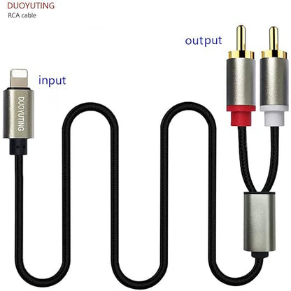 RCA Audio Cable, iOS Phone to 2 Male RCA Stereo Audio Y-Adapter for iPhone/Sound Box/Amplifier/Home Theater etc. (6.2ft)