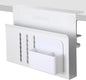 LUKETURE Laptop Holder, Steel Desk Side Storage, No Drill Standing Desk Accessories, Clamp on Laptop Mount with Pen Holder, Fits Flat Edge Tables 0.3" to 2.8" (White, M(1 Tier))