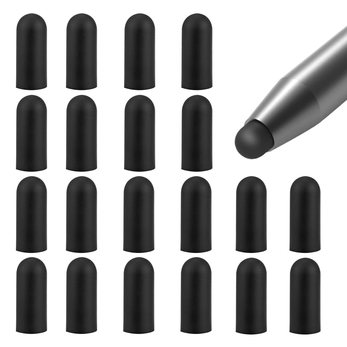 YOLUFER 20Pcs Replacement Tips Silicone Rubber Touch Screen Pens Tips for Touch Pen (6 * 6mm)