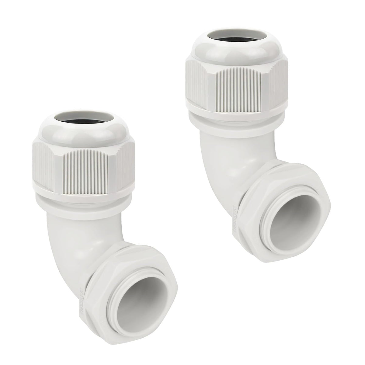 LeMotech M25 Cable Gland, 90 Degree Adjustable 13-18mm Strain Relief, Cord Connectors Nylon Joints with Gaskets, 2 Pcs, Grey