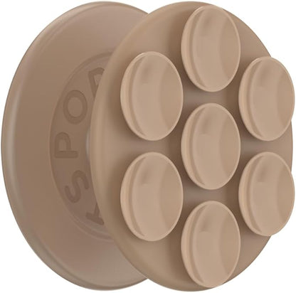 PopSockets Suck-Up™ Suction Grip & Stand, 3-in-1 MagSafe Phone Mount for iPhone, Strong Hold on Mirrors & Glass, Swappable Top, Portable & Reusable - Latte