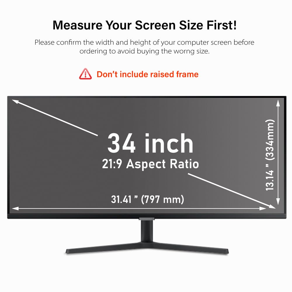 WELINC 34 Inch Computer Privacy Screen Filter for 21:9 Ultra-Wide Aspect Ratio Widescreen Monitor - Anti Glare Blue Light Filter, Screen Protector - Made in Korea