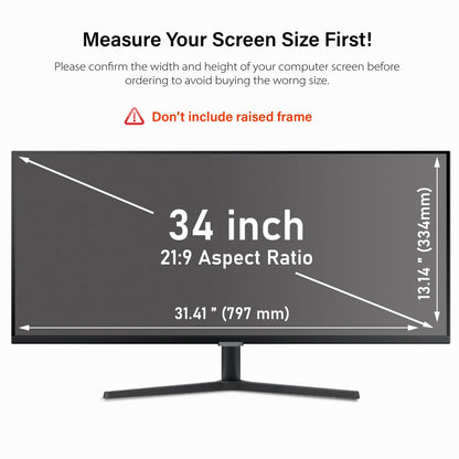 WELINC 34 Inch Computer Privacy Screen Filter for 21:9 Ultra-Wide Aspect Ratio Widescreen Monitor - Anti Glare Blue Light Filter, Screen Protector - Made in Korea