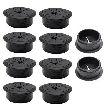 10 Pcs Desk Grommet 2" / 50 mm, Desk Hole Cover for Cables Black, Cable Grommet ABS Plastic, Desk Hole Grommet for Home & Office Pc, Detachable Cable Cord Organizer