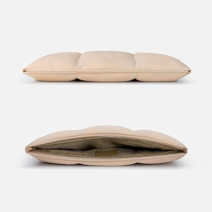 Comfyable Puffy Laptop Sleeve 13 Inch 14 Inch, Quilted Puffer Laptop Carrying Case, Pillow Case Compatible with MacBook Air M4 2025 M3 M2 M1, MacBook Pro M4 Pro/Max, Sand