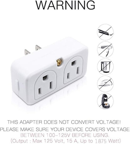SYCON Adapter Outlet Extender, 2-Prong Mini Wall Plug, Multi Outlet Splitter with 4 Outlets